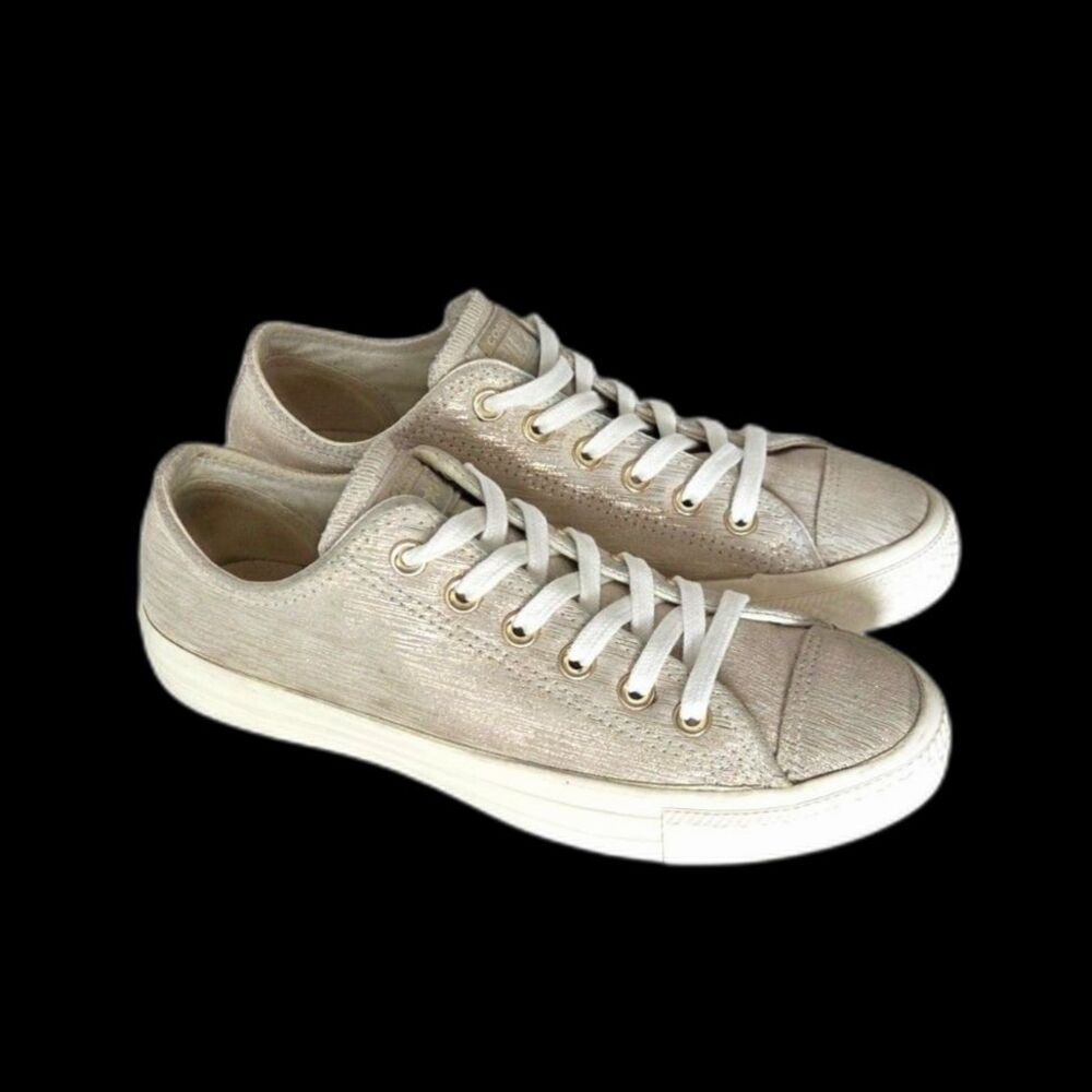Converse Chuck Taylor Metallic Suede Low Tops Ox Gold Sz 8 Y2K Glam